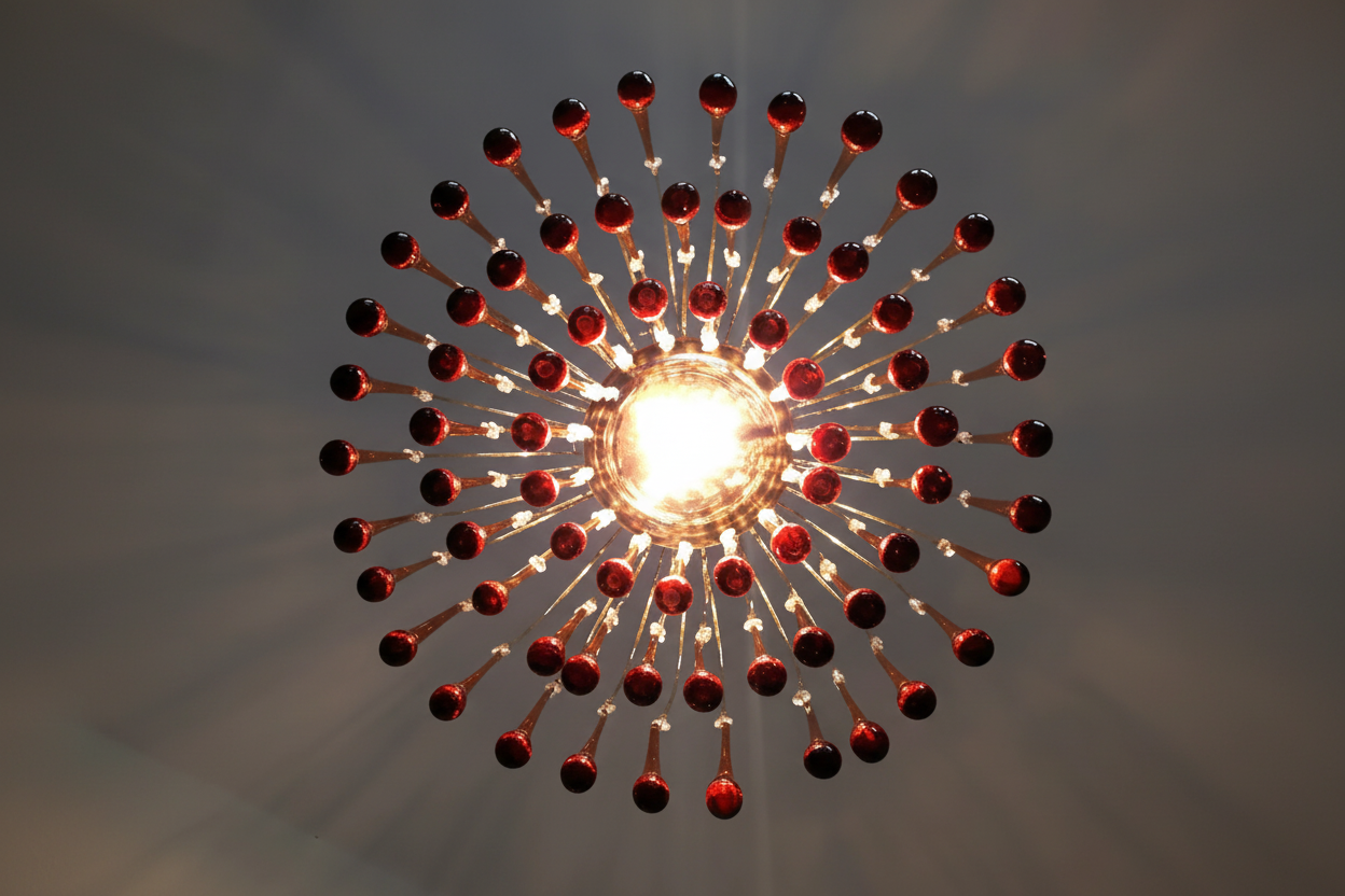 Hanglamp Amberglas E27 Goud Ø60cm Druppels Kristal Woonkamer Eetkamer Hal Kroonluchter Murano Stijl Art Deco | Sansoti