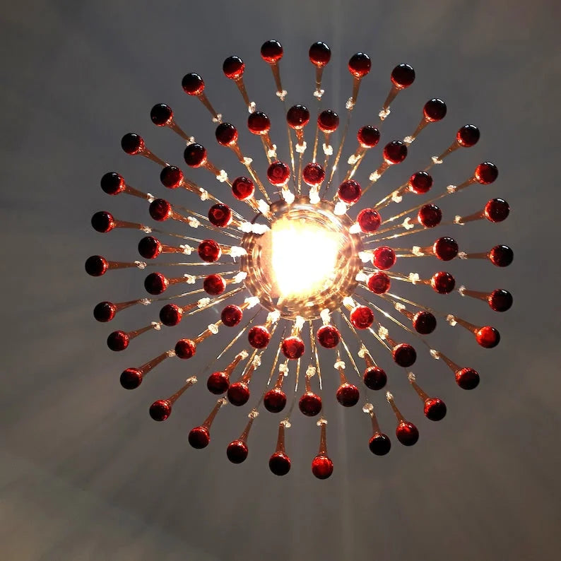 Hanglamp Amberglas E27 Goud Ø60cm Druppels Kristal Woonkamer Eetkamer Hal Kroonluchter Murano Stijl Art Deco | Sansoti