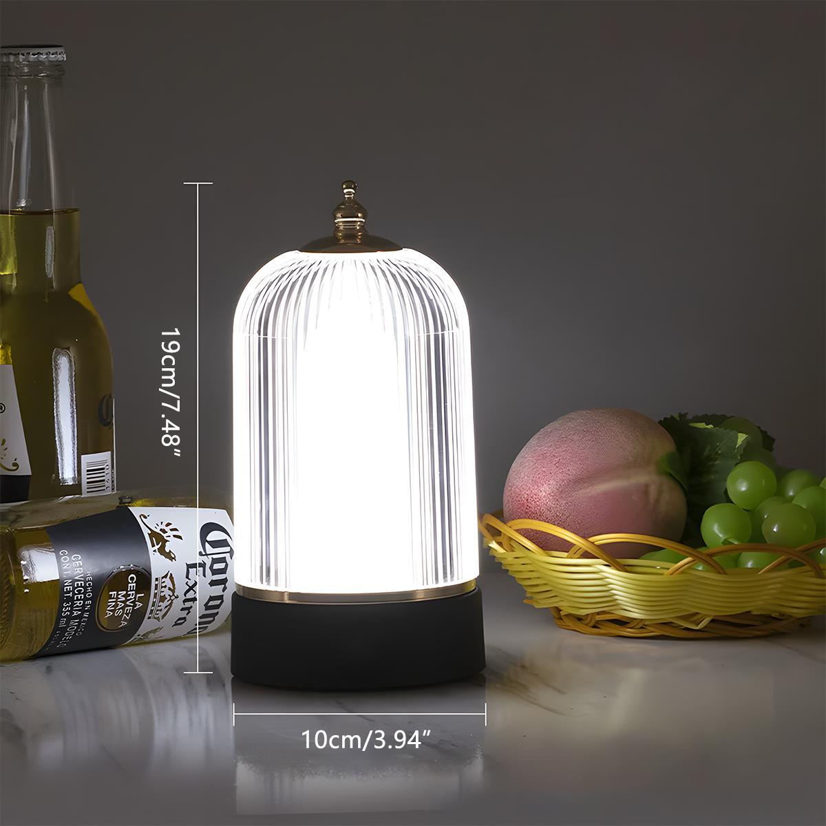Lampe de table lanterne rechargeable dimmable Métal Acrylique Noir Éclairage d'ambiance Chambre Salon Lampe de nuit Tactile Vintage | Restfield