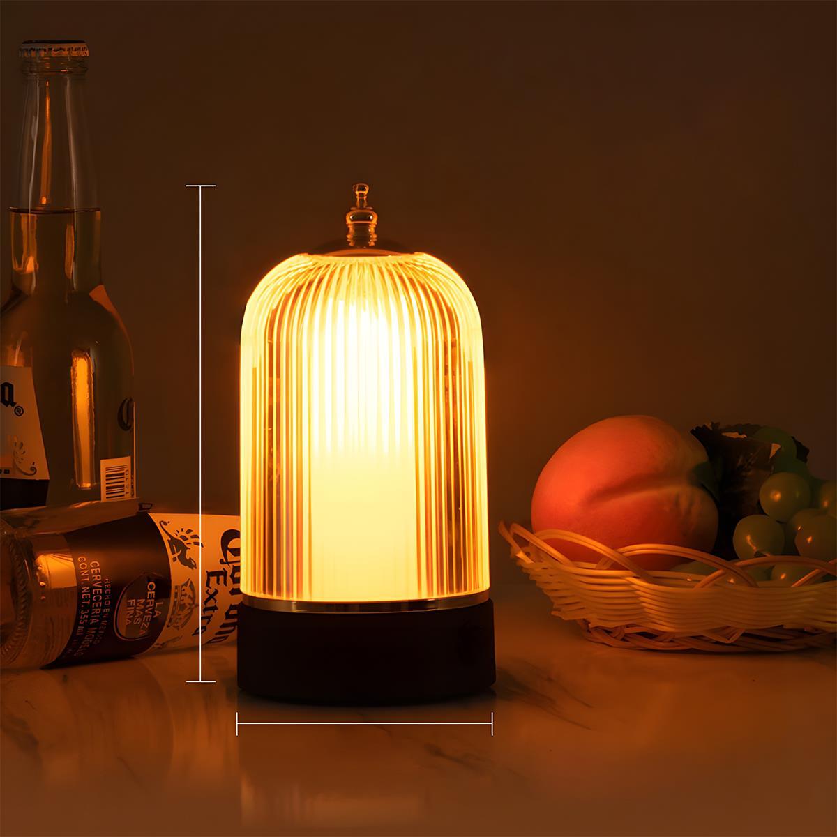 Lampe de table lanterne rechargeable dimmable Métal Acrylique Noir Éclairage d'ambiance Chambre Salon Lampe de nuit Tactile Vintage | Restfield