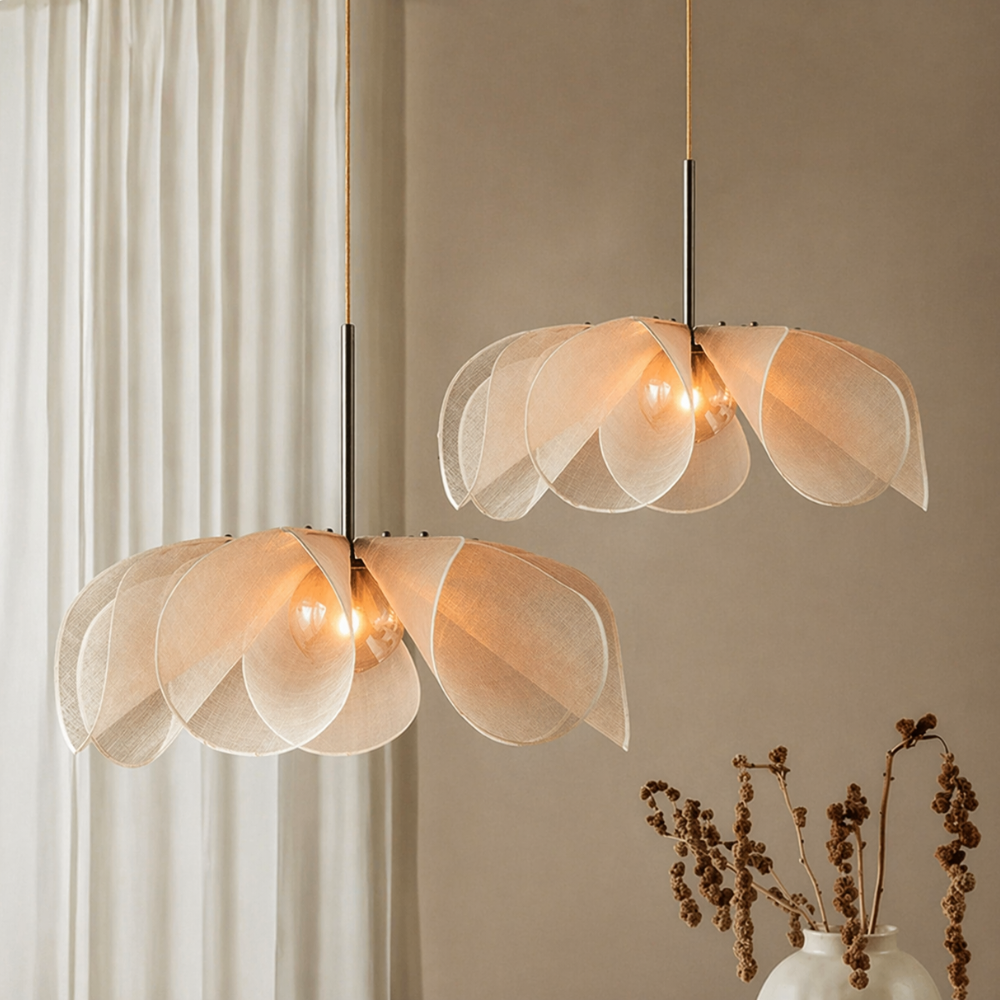 Suspension en tissu vintage, E27, lumière blanc chaud, salon, salle à manger, chambre, lampe suspendue rétro au design nostalgique | Sansoti
