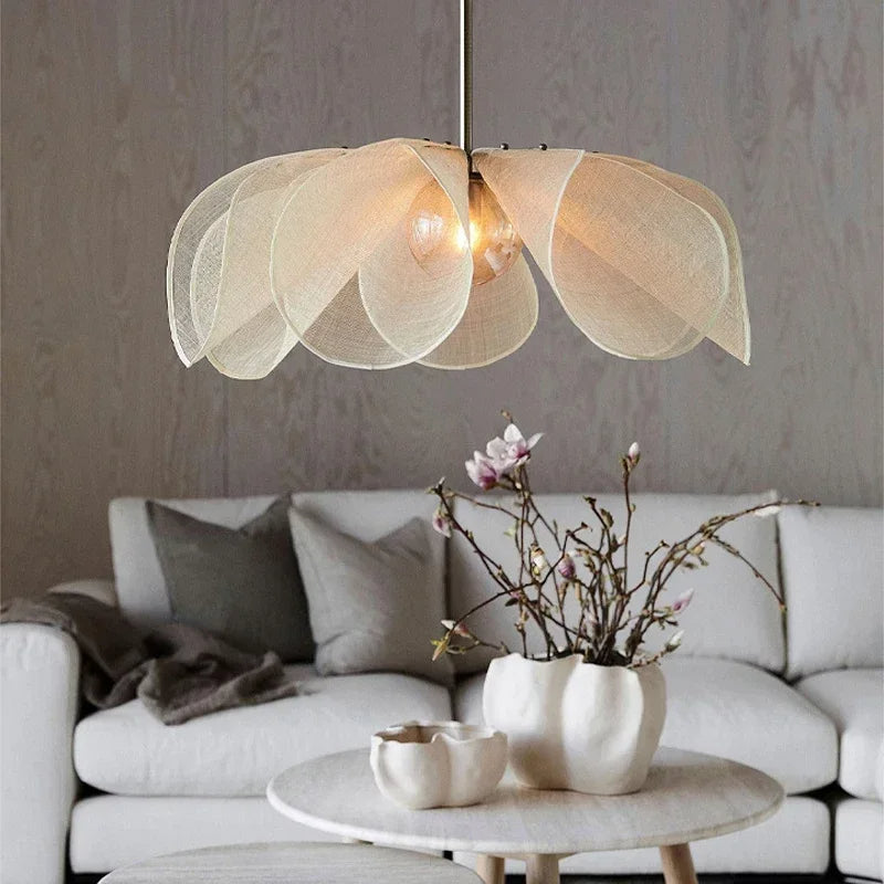 Suspension en tissu vintage, E27, lumière blanc chaud, salon, salle à manger, chambre, lampe suspendue rétro au design nostalgique | Sansoti