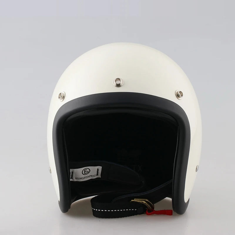 Vintage Low Profile Motorhelm DOT & ECE Gecertificeerd – Retro Fibreglass Helm met Lichtgewicht Design & Dubbele D-Sluiting | Sansoti