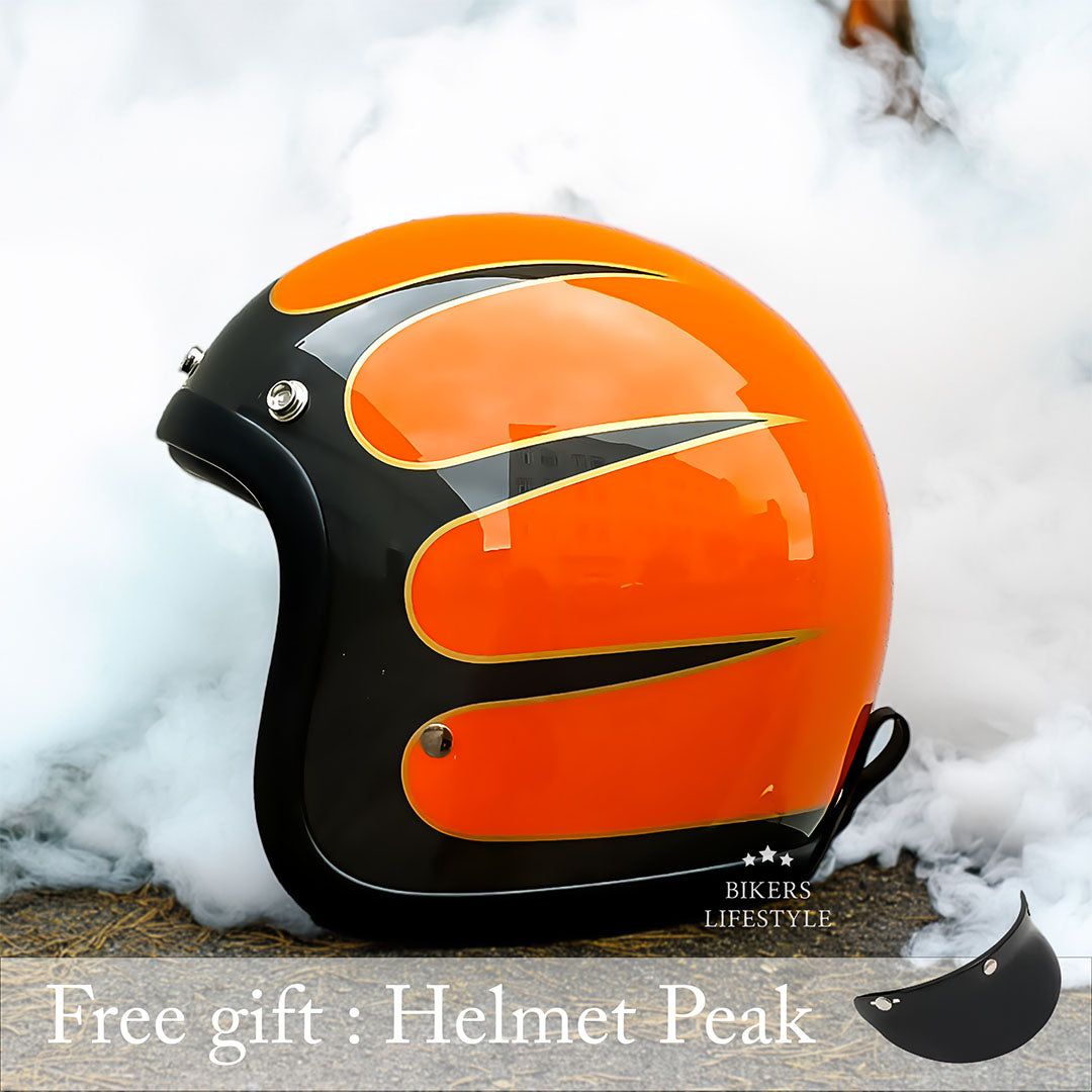 Vintage Low Profile Motorhelm DOT & ECE Gecertificeerd – Retro Fibreglass Helm met Lichtgewicht Design & Dubbele D-Sluiting | Sansoti