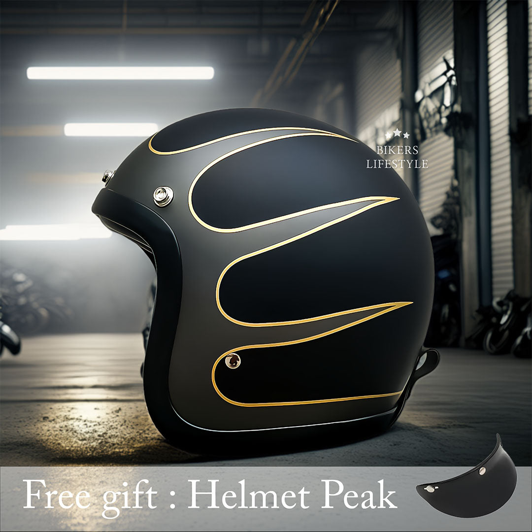 Vintage Low Profile Motorhelm DOT & ECE Gecertificeerd – Retro Fibreglass Helm met Lichtgewicht Design & Dubbele D-Sluiting | Sansoti
