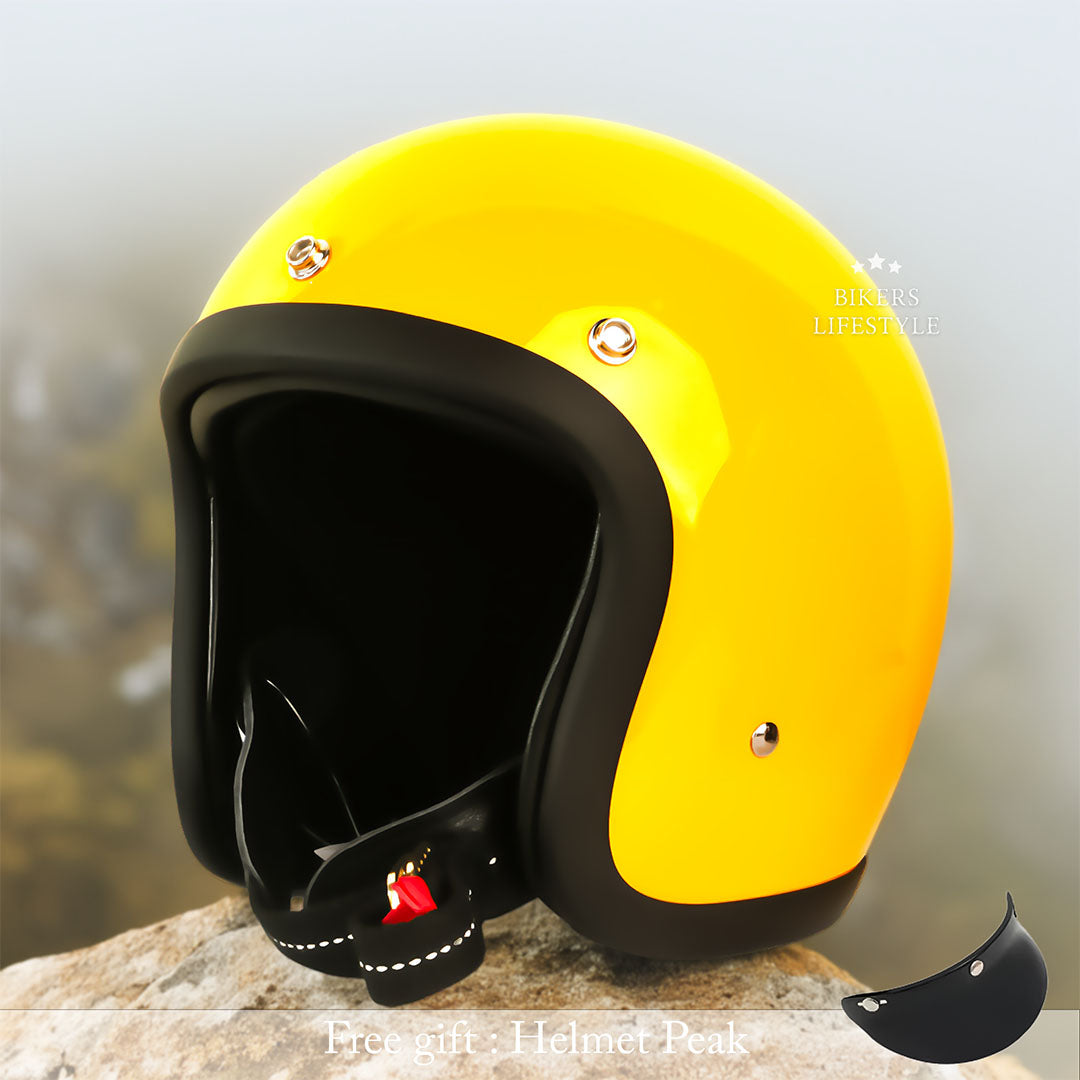 Vintage Low Profile Motorhelm DOT & ECE Gecertificeerd – Retro Fibreglass Helm met Lichtgewicht Design & Dubbele D-Sluiting | Sansoti