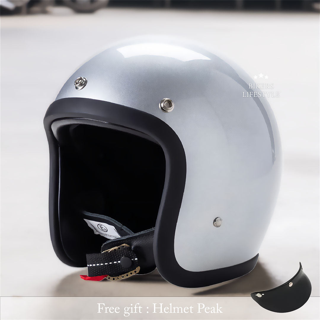 Vintage Low Profile Motorhelm DOT & ECE Gecertificeerd – Retro Fibreglass Helm met Lichtgewicht Design & Dubbele D-Sluiting | Sansoti