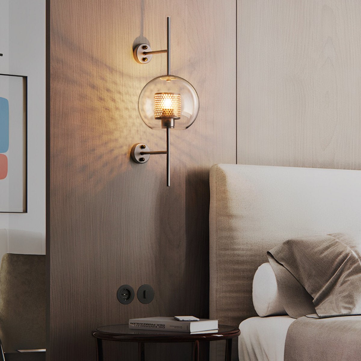Wandlamp Glas Bol IJzer Brons Slaapkamer Woonkamer E27 Vintage Industrieel Nachtkastlamp Hal | Sansoti