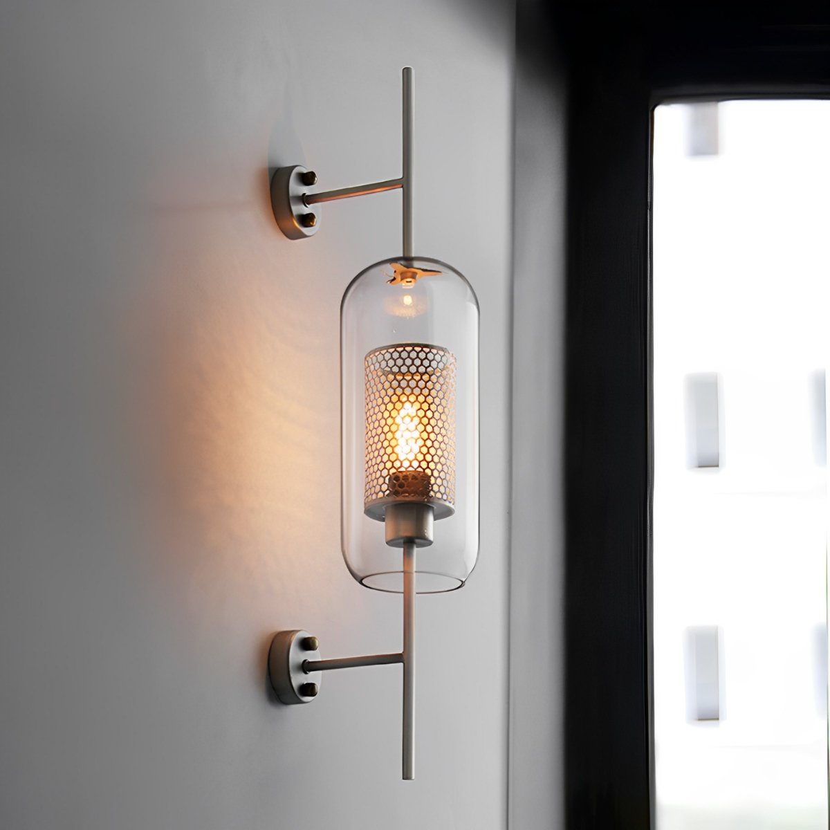 Wandlamp Glas Bol IJzer Brons Slaapkamer Woonkamer E27 Vintage Industrieel Nachtkastlamp Hal | Sansoti