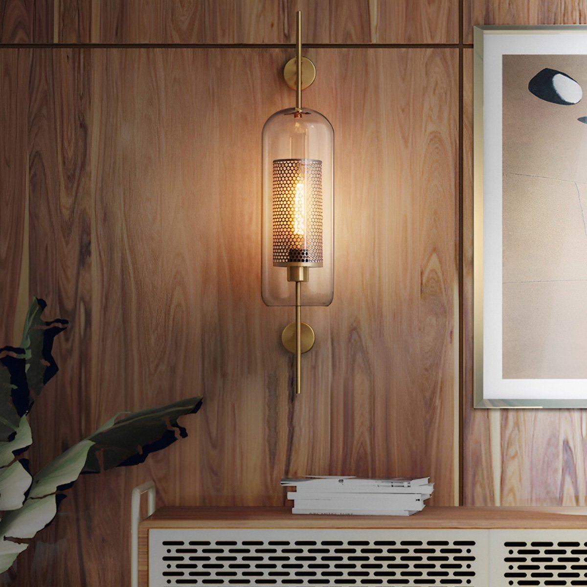 Wandlamp Glas Bol IJzer Brons Slaapkamer Woonkamer E27 Vintage Industrieel Nachtkastlamp Hal | Sansoti