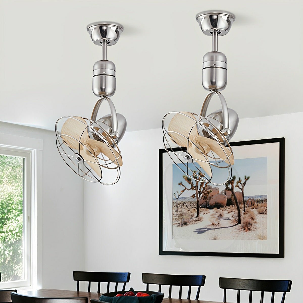 Wandventilator Vintage DC Motor Wit Wand Plafond 6 Snelheden 180° Kantelbaar 80° Draaibaar Slaapkamer Woonkamer Retro Ventilator Afstandsbediening | Sansoti