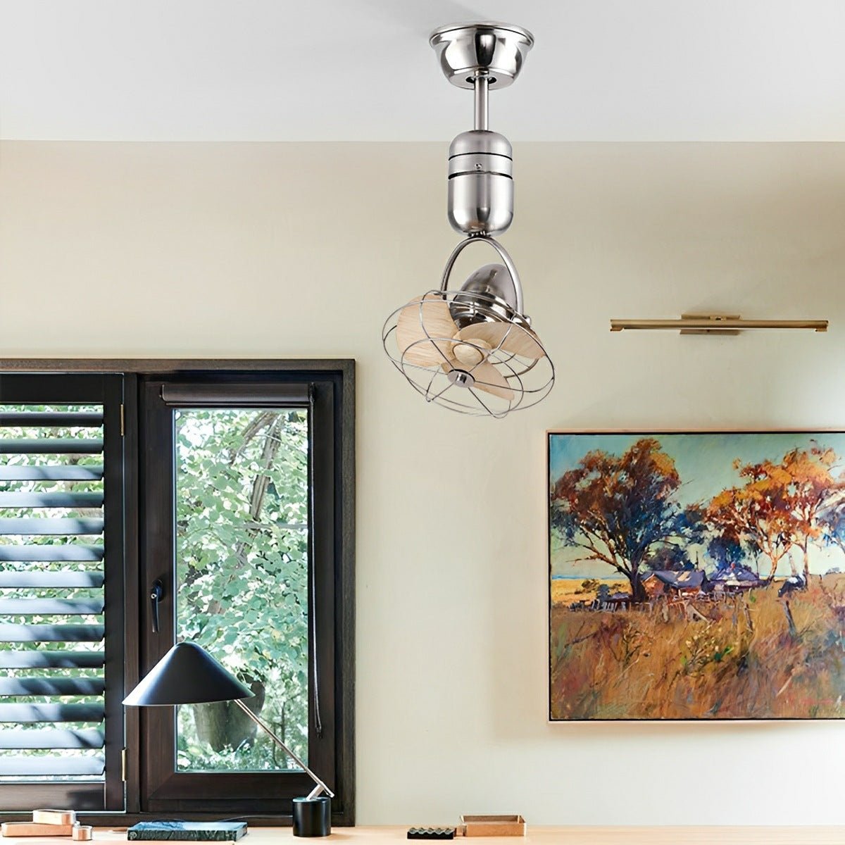 Wandventilator Vintage DC Motor Wit Wand Plafond 6 Snelheden 180° Kantelbaar 80° Draaibaar Slaapkamer Woonkamer Retro Ventilator Afstandsbediening | Sansoti