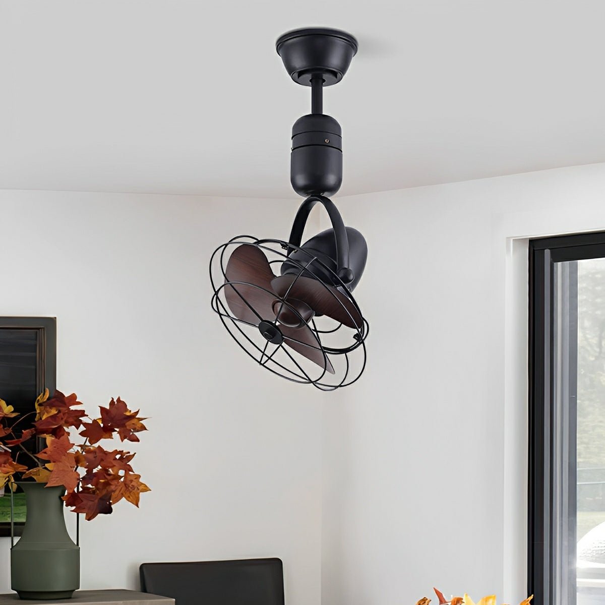 Wandventilator Vintage DC Motor Wit Wand Plafond 6 Snelheden 180° Kantelbaar 80° Draaibaar Slaapkamer Woonkamer Retro Ventilator Afstandsbediening | Sansoti