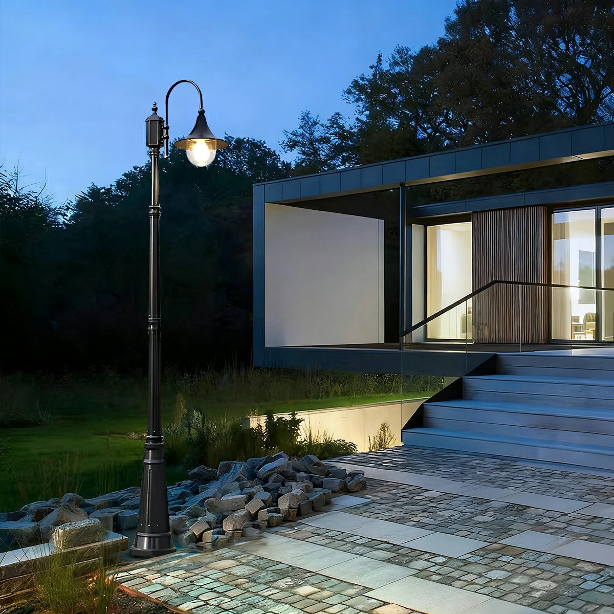 Vintage Gartenlaterne, wasserdicht, mit LED-Beleuchtung und Retro-Design für den Außenbereich | Restfield