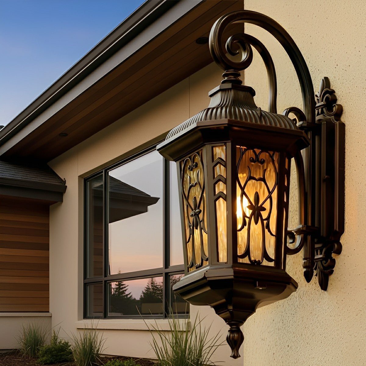 Außenlampe Vintage Laterne Aluminium Bronze IP56 E27 Veranda Fassade Klassische Wandleuchte Garten | Restfield