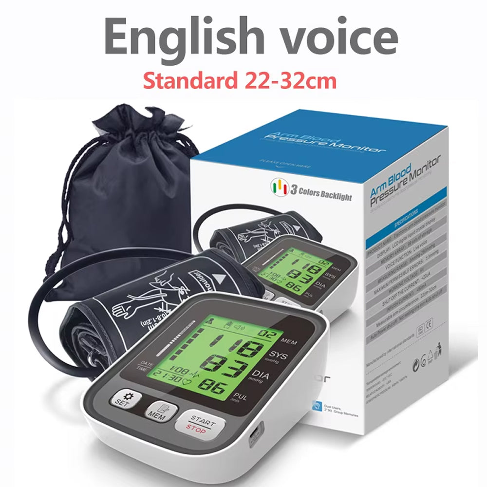 Digital Upper-Arm Blood Pressure Monitor with Memory for 2 Users 99 Readings Color Screen WHO Indicator | Sansoti