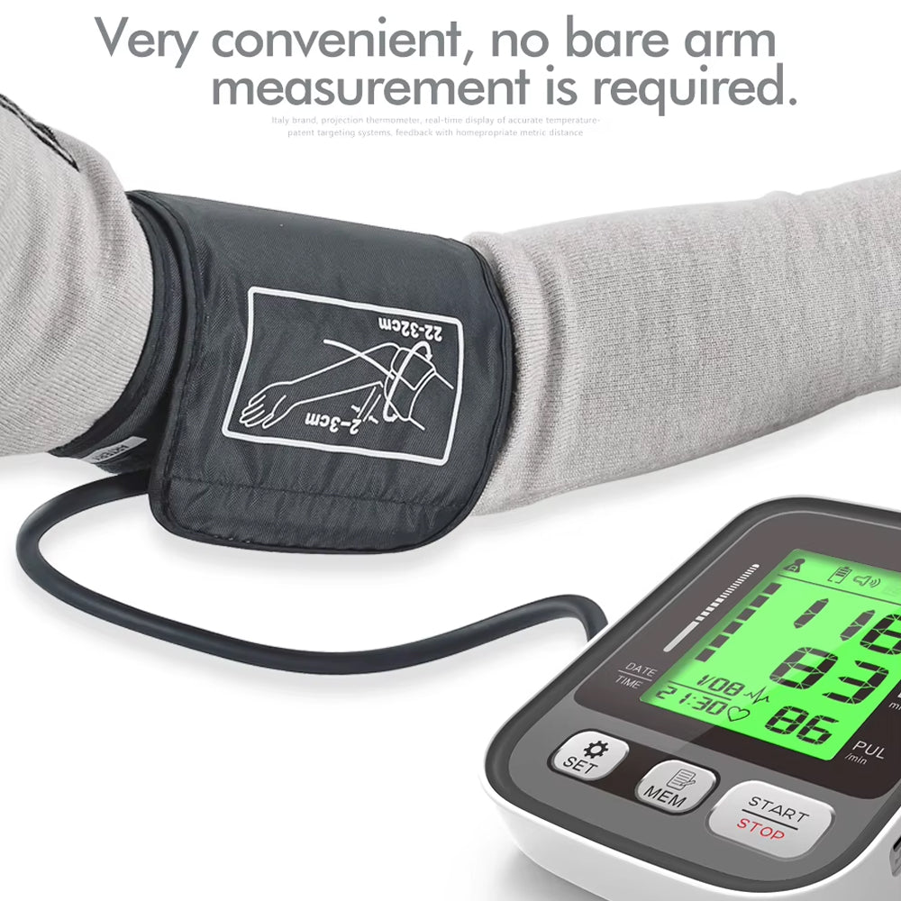 Digital Upper-Arm Blood Pressure Monitor with Memory for 2 Users 99 Readings Color Screen WHO Indicator | Sansoti