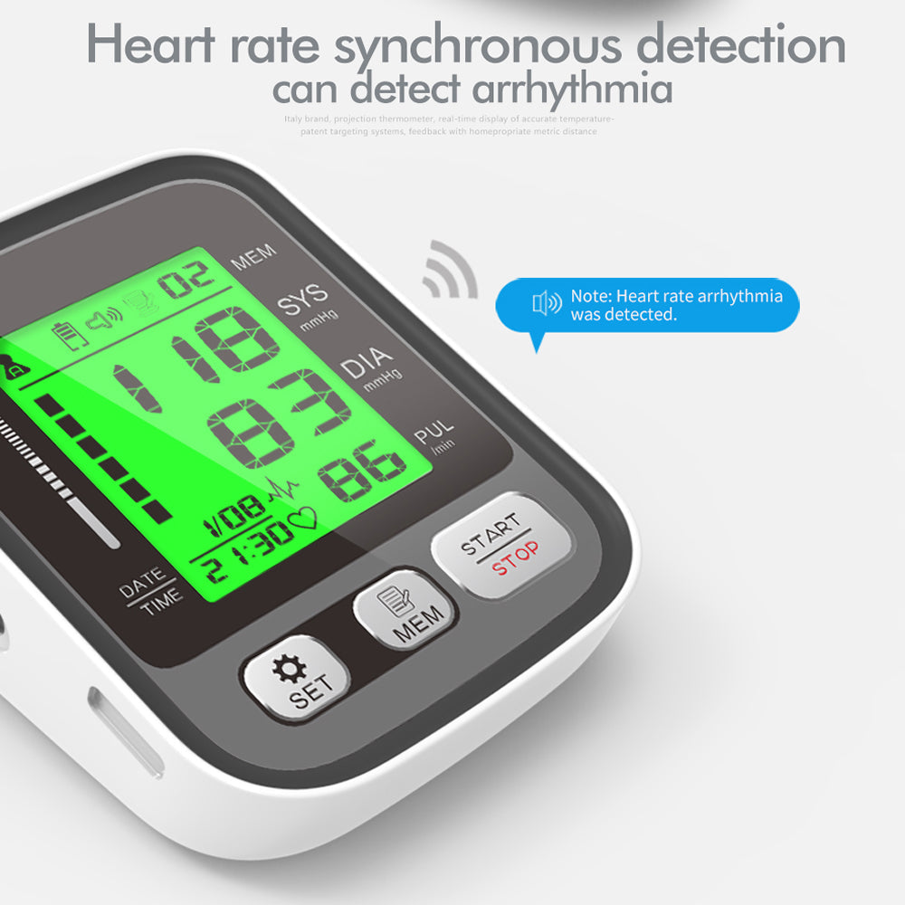 Digital Upper-Arm Blood Pressure Monitor with Memory for 2 Users 99 Readings Color Screen WHO Indicator | Sansoti
