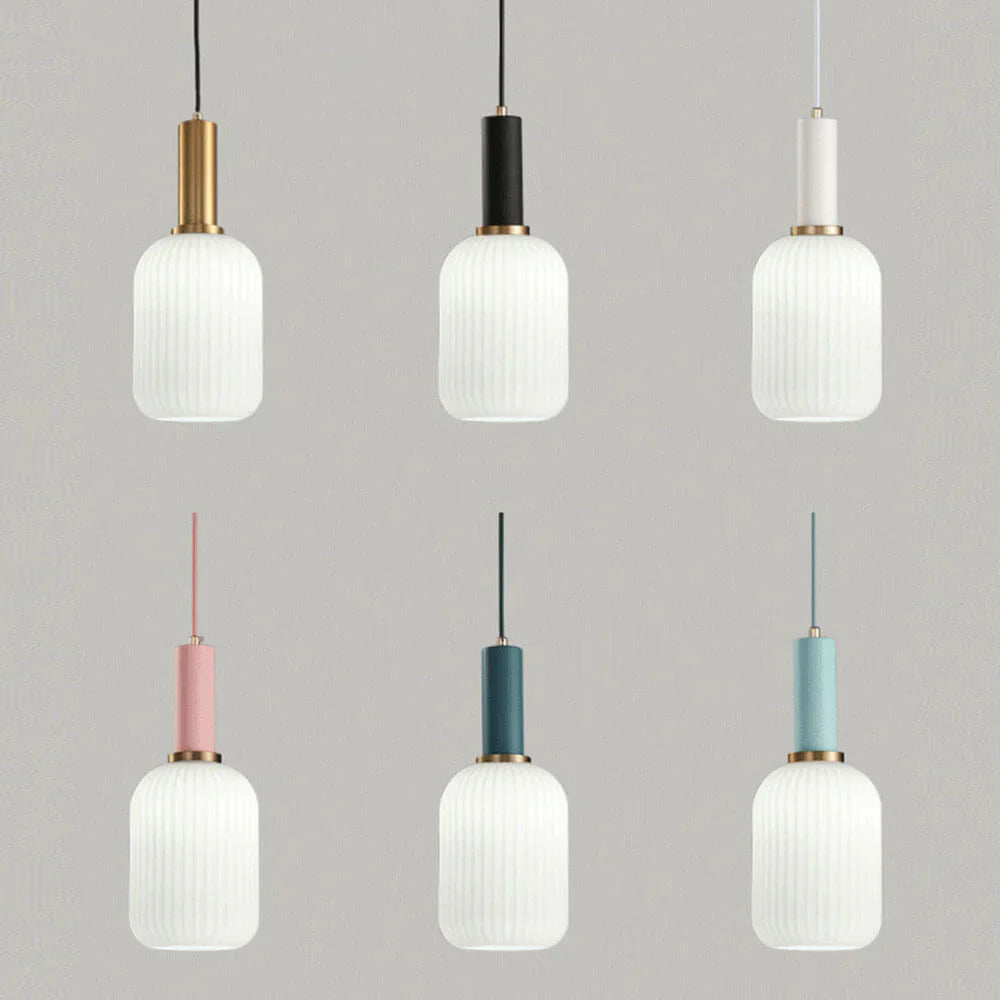 CLYDE Moderne Hanglamp met Gekleurde Glazen Kap – Scandinavisch Design voor Woonkamer & Eetkamer – E27 Fitting | Sansoti