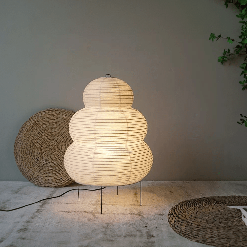 Wabi Sabi Vloerlamp van Rispapier – Kunstnerische Design Lamp met Verstelbaar Statief | Sansoti