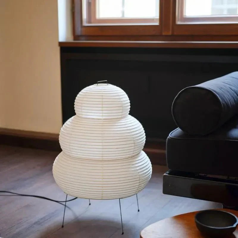 Wabi Sabi Vloerlamp van Rispapier – Kunstnerische Design Lamp met Verstelbaar Statief | Sansoti