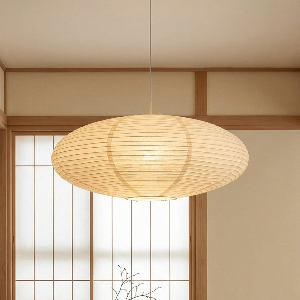 Papierowa lampa wisząca, ręcznie wykonana, E27, regulowana, do jadalni i salonu, skandynawski design, ciepłe oświetlenie nastrojowe | Sansoti