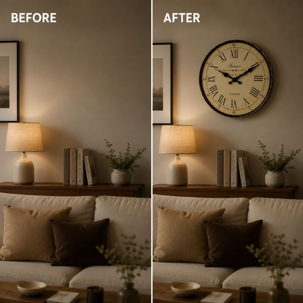 Wandklok Rond MDF Stille Naaldmechanisme Klassiek Frans Patroon Woonkamer Slaapkamer Keuken Decoratief | Sansoti