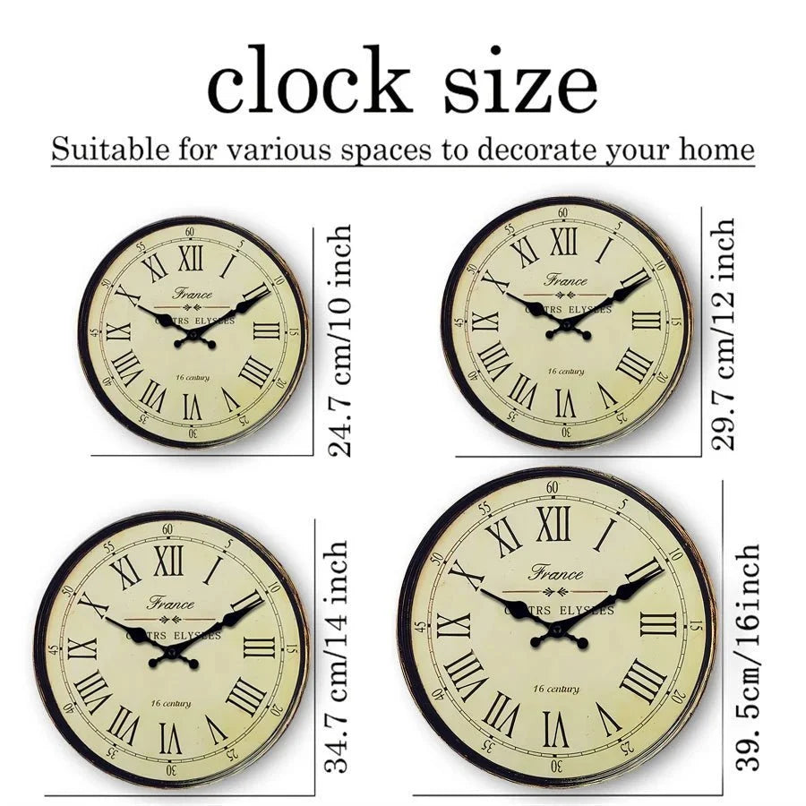 Wandklok Rond MDF Stille Naaldmechanisme Klassiek Frans Patroon Woonkamer Slaapkamer Keuken Decoratief | Sansoti