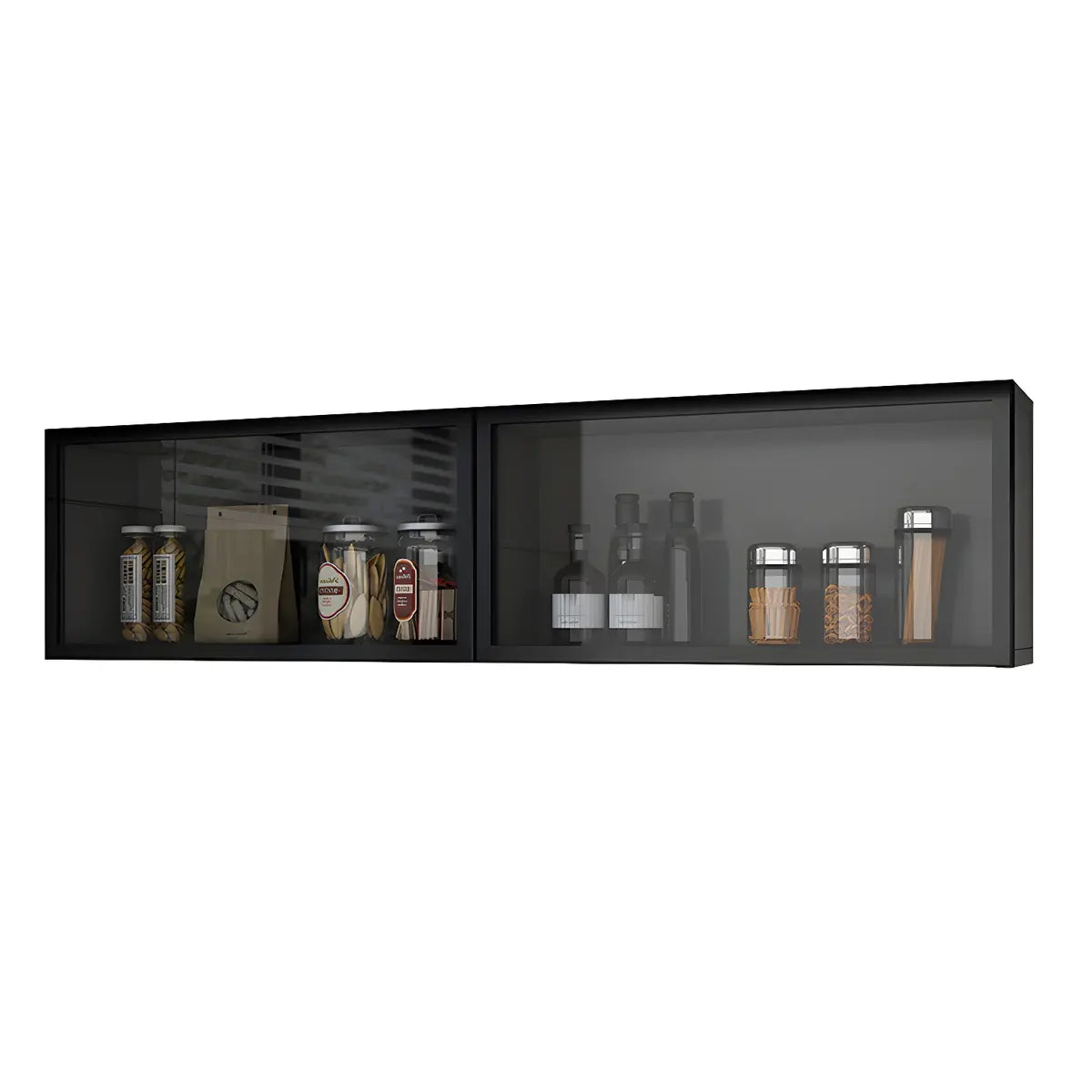 Wandkast Glas Deur Hout Wit Grijs 5 Maten LED Keuken Woonkamer Vitrinekast | Sansoti