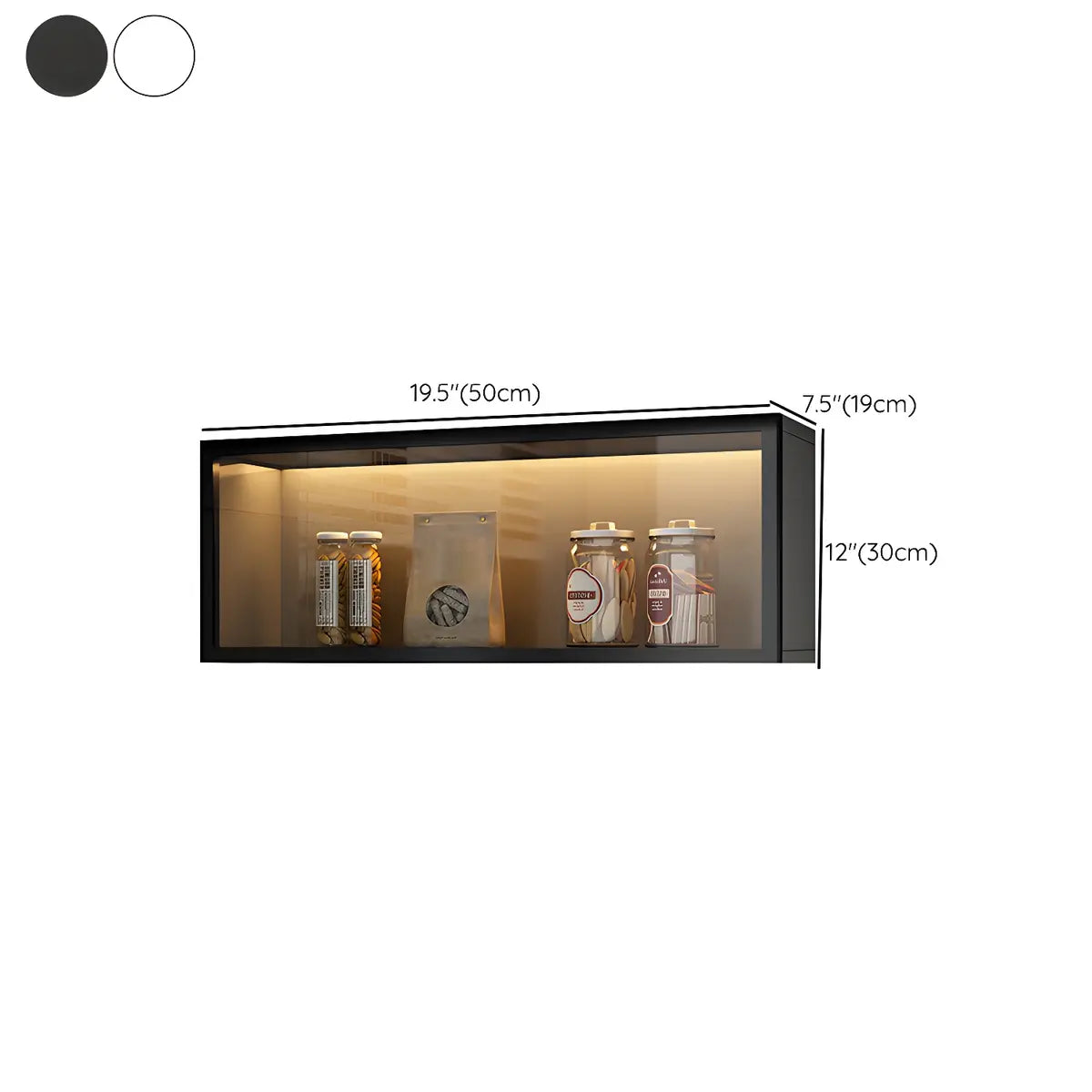 Wandkast Glas Deur Hout Wit Grijs 5 Maten LED Keuken Woonkamer Vitrinekast | Sansoti