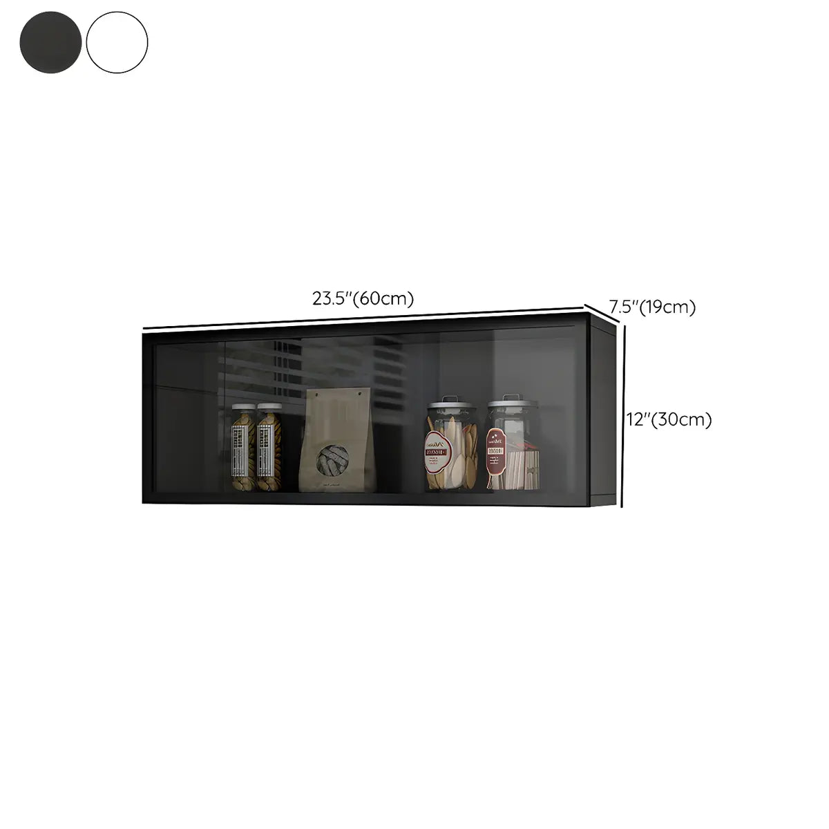 Wandkast Glas Deur Hout Wit Grijs 5 Maten LED Keuken Woonkamer Vitrinekast | Sansoti
