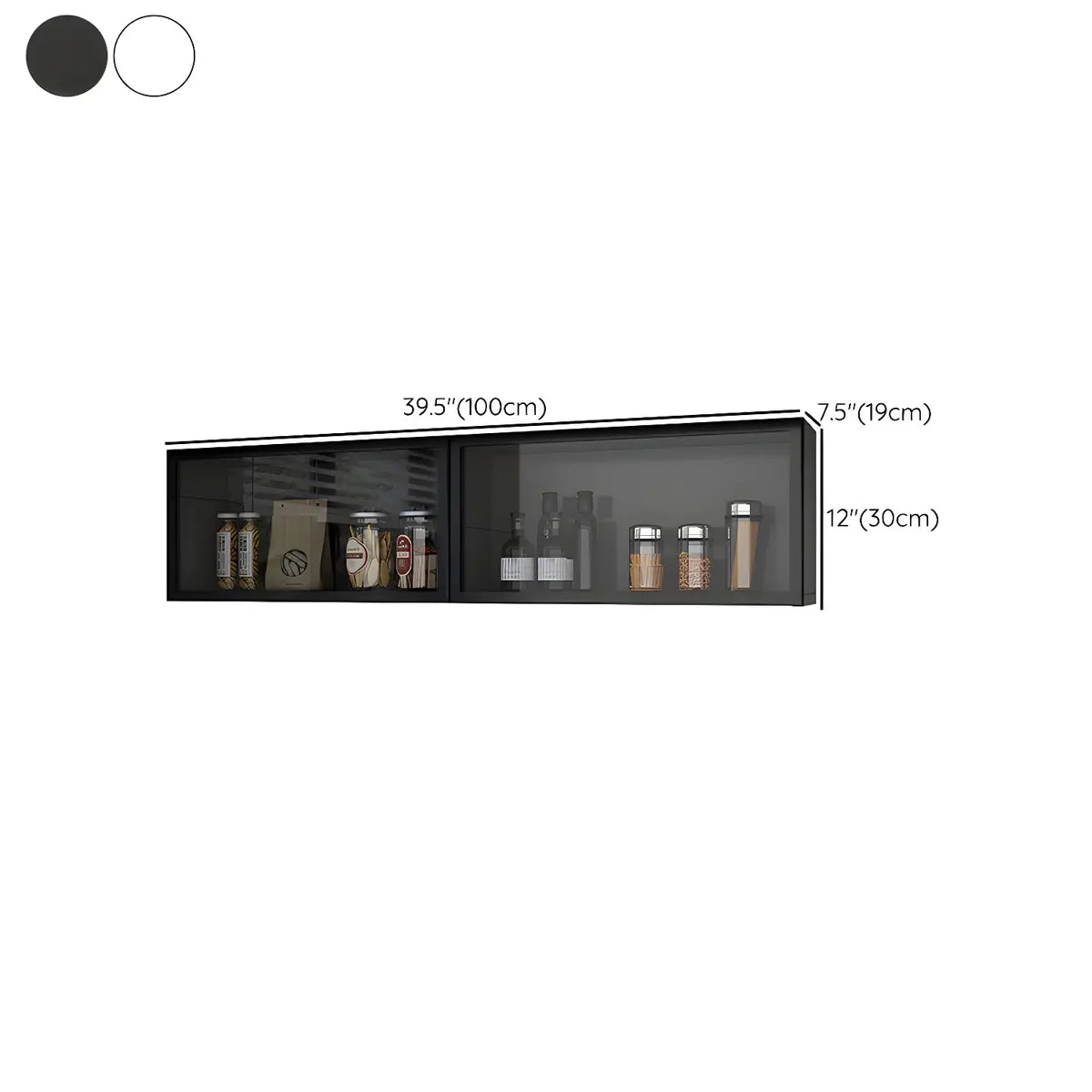 Wandkast Glas Deur Hout Wit Grijs 5 Maten LED Keuken Woonkamer Vitrinekast | Sansoti