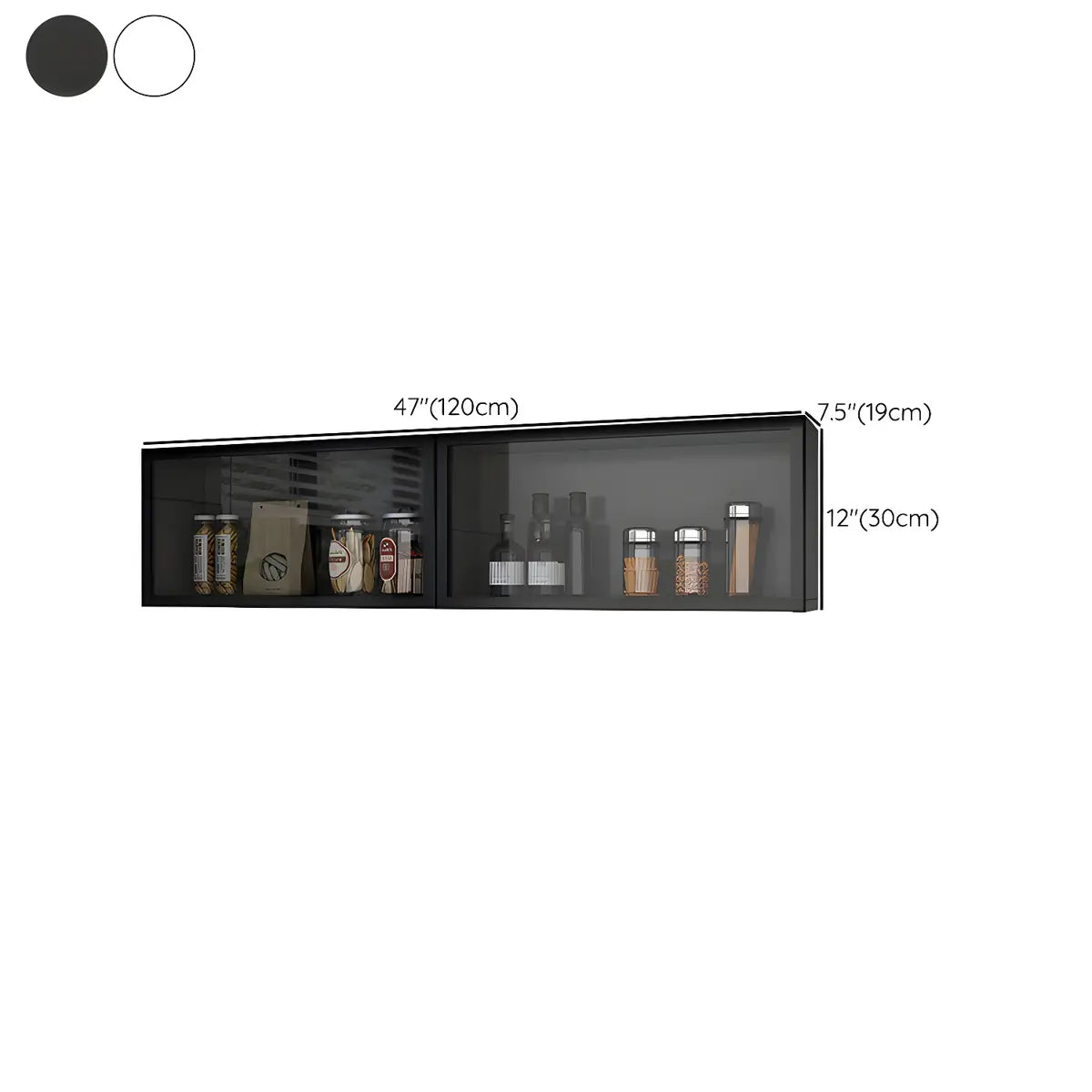 Wandkast Glas Deur Hout Wit Grijs 5 Maten LED Keuken Woonkamer Vitrinekast | Sansoti