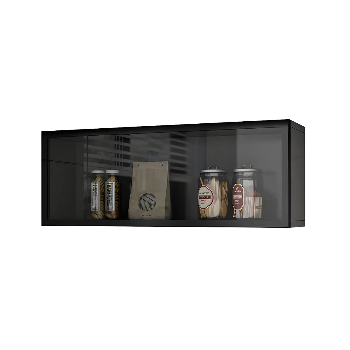 Wandkast Glas Deur Hout Wit Grijs 5 Maten LED Keuken Woonkamer Vitrinekast | Sansoti
