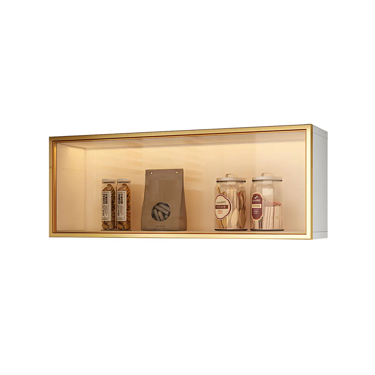 Wandkast Glas Deur Hout Wit Grijs 5 Maten LED Keuken Woonkamer Vitrinekast | Sansoti