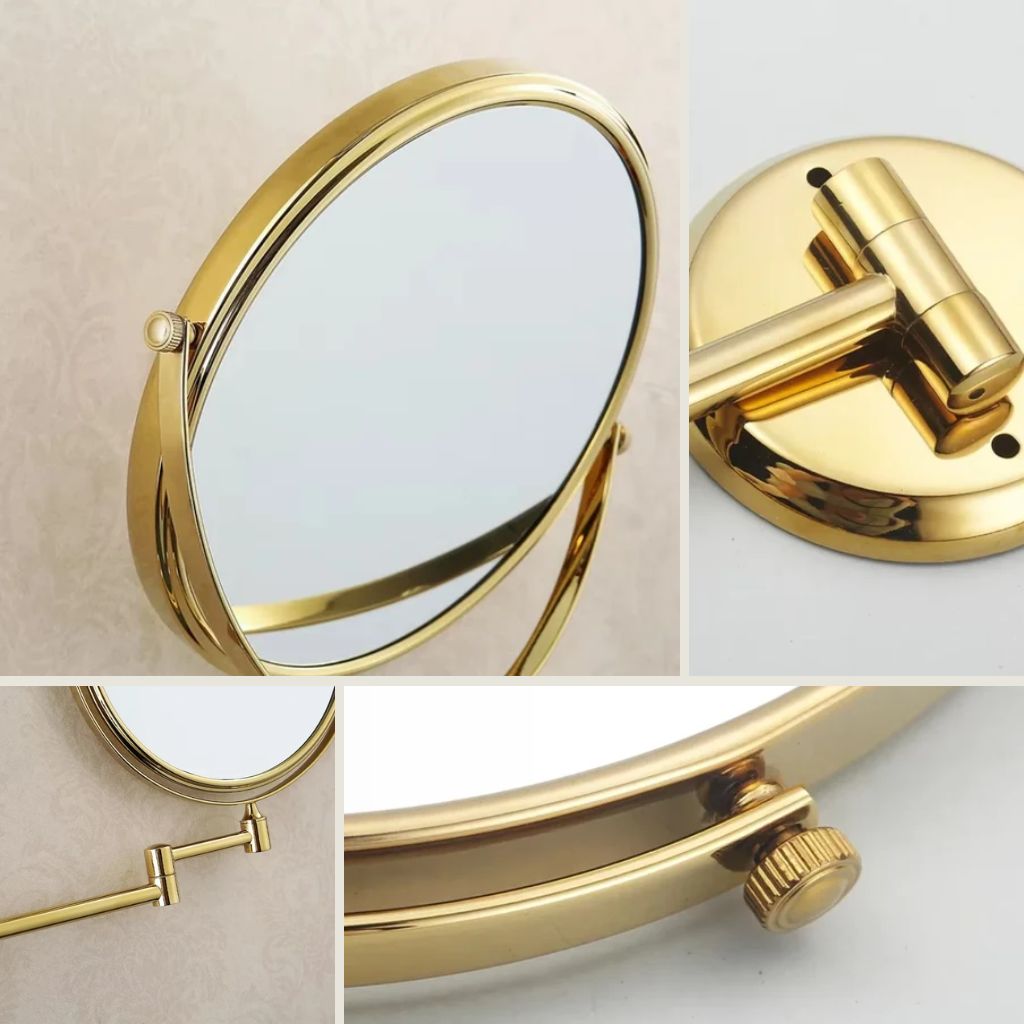 Miroir grossissant de maquillage mural, double face, extensible, rond de 20 cm, flexible, pour salle de bains | Sansoti