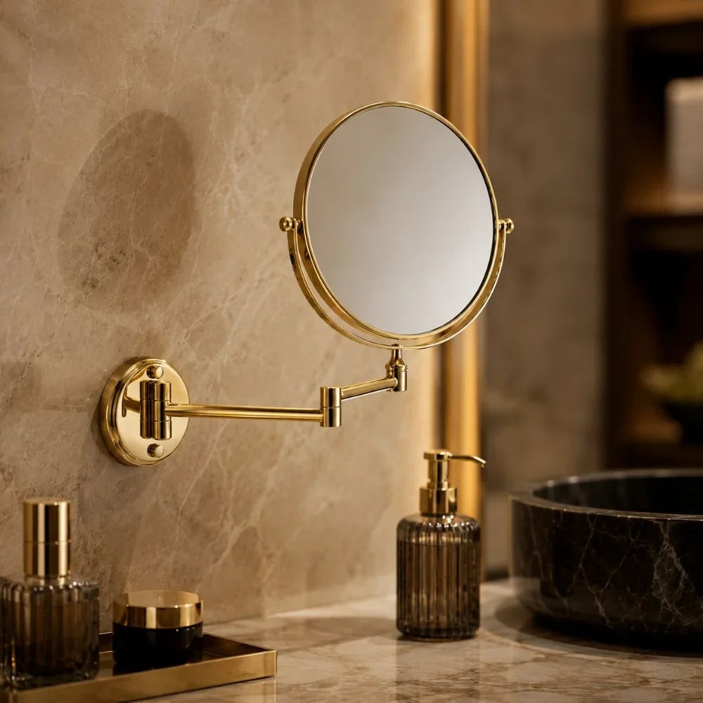 Miroir grossissant de maquillage mural, double face, extensible, rond de 20 cm, flexible, pour salle de bains | Sansoti