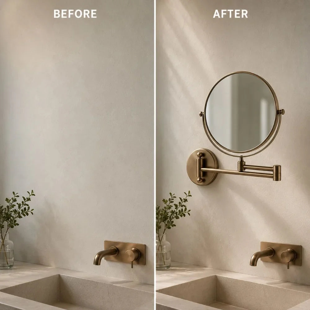Miroir grossissant de maquillage mural, double face, extensible, rond de 20 cm, flexible, pour salle de bains | Sansoti