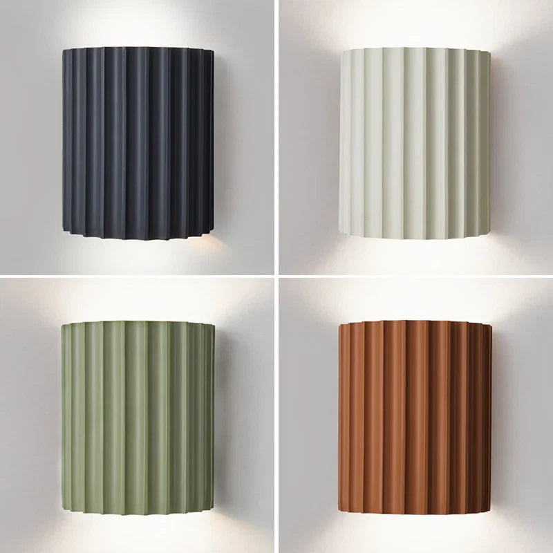 LED Wandlamp met Geribbeld Reliëf Bidirectioneel Licht Dimbaar Kunsthars 14x8x16,5cm Hal Slaapkamer Woonkamer | Sansoti