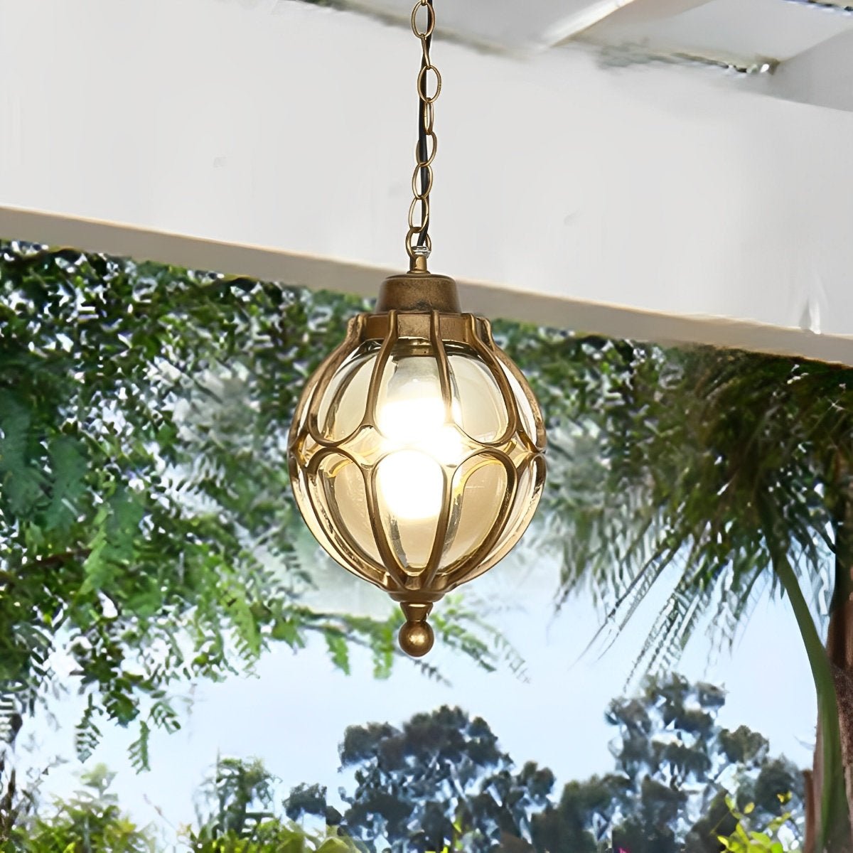 Waterproof Aluminum Globe Pendant Light for Garden, Veranda, Balcony, Hallway, Outdoor Lighting, IP54 Weather-Resistant | Sansoti
