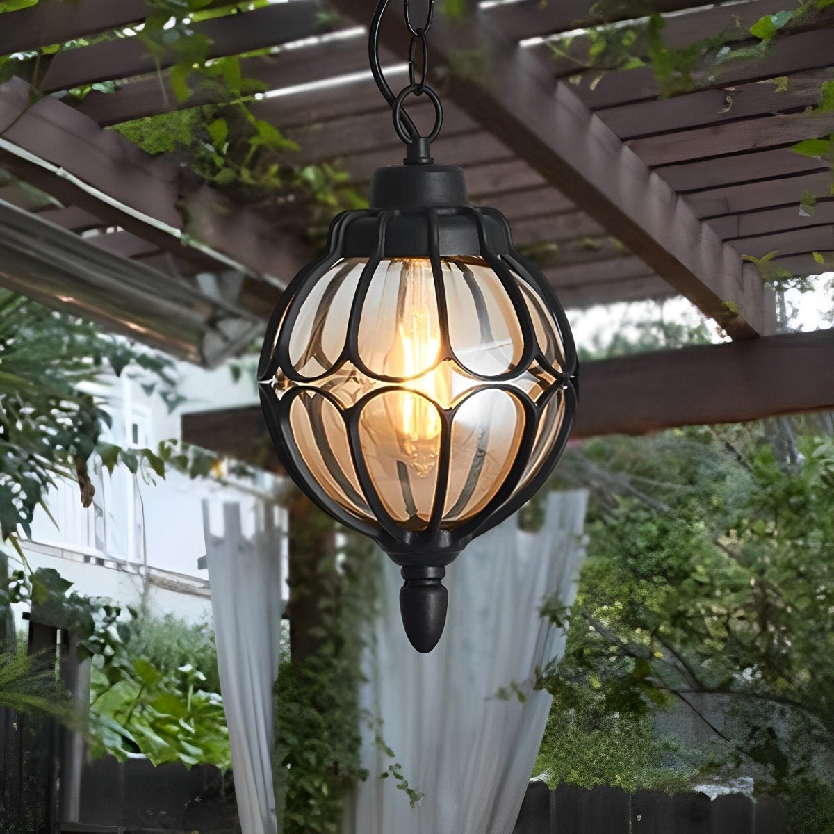 Waterproof Aluminum Globe Pendant Light for Garden, Veranda, Balcony, Hallway, Outdoor Lighting, IP54 Weather-Resistant | Sansoti