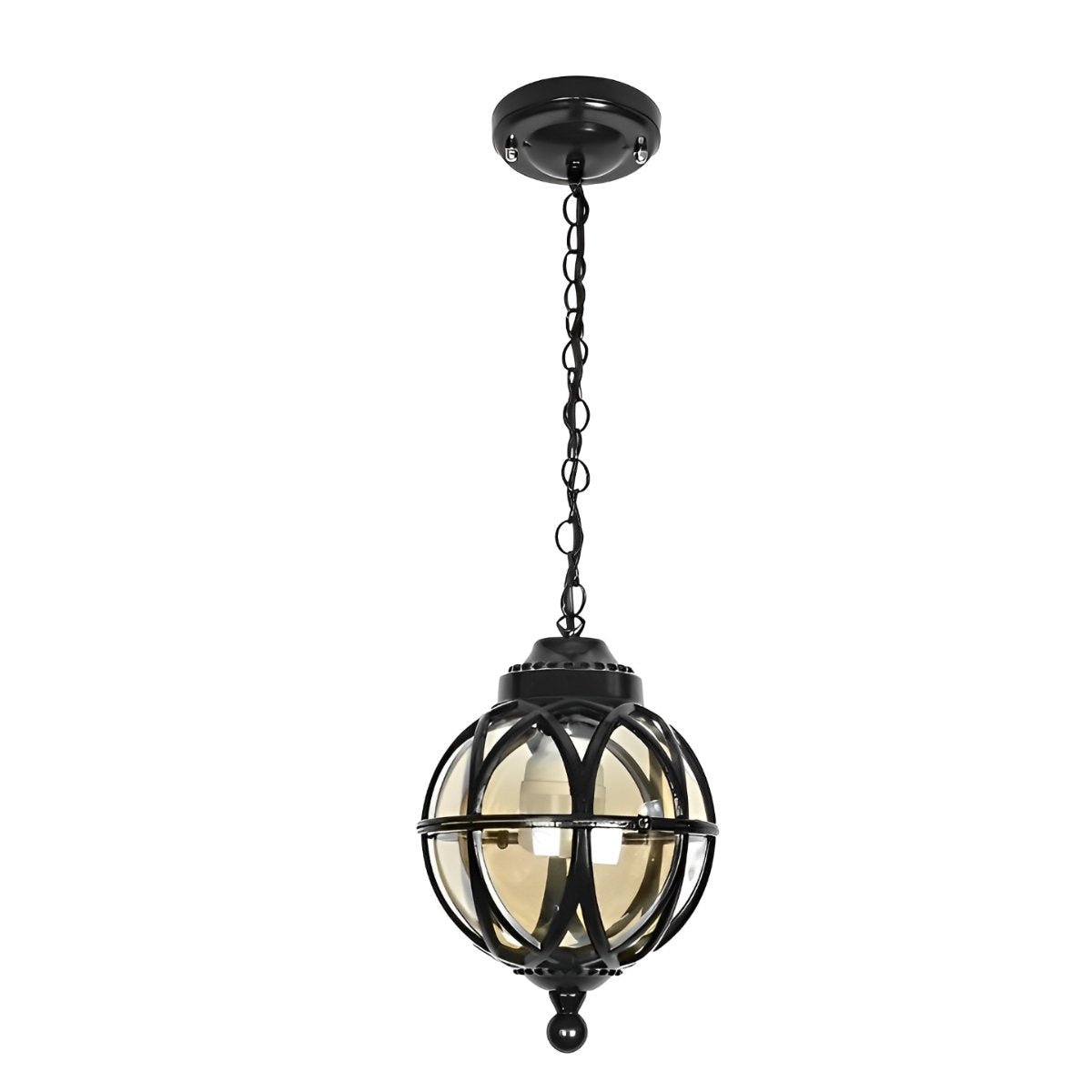 Außenhängelampe Kugel Aluminium Schwarz E27 Garten Retro Runde Außenlampe Kette Verstellbar Veranda Balkon Außenbeleuchtung Laterne | Restfield