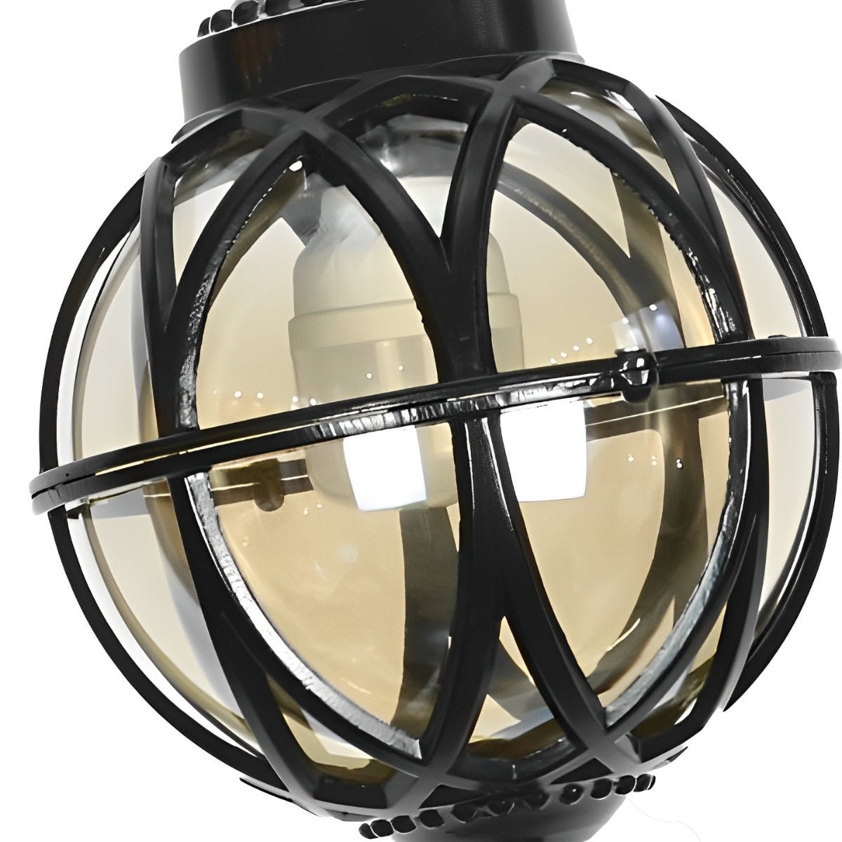 Außenhängelampe Kugel Aluminium Schwarz E27 Garten Retro Runde Außenlampe Kette Verstellbar Veranda Balkon Außenbeleuchtung Laterne | Restfield