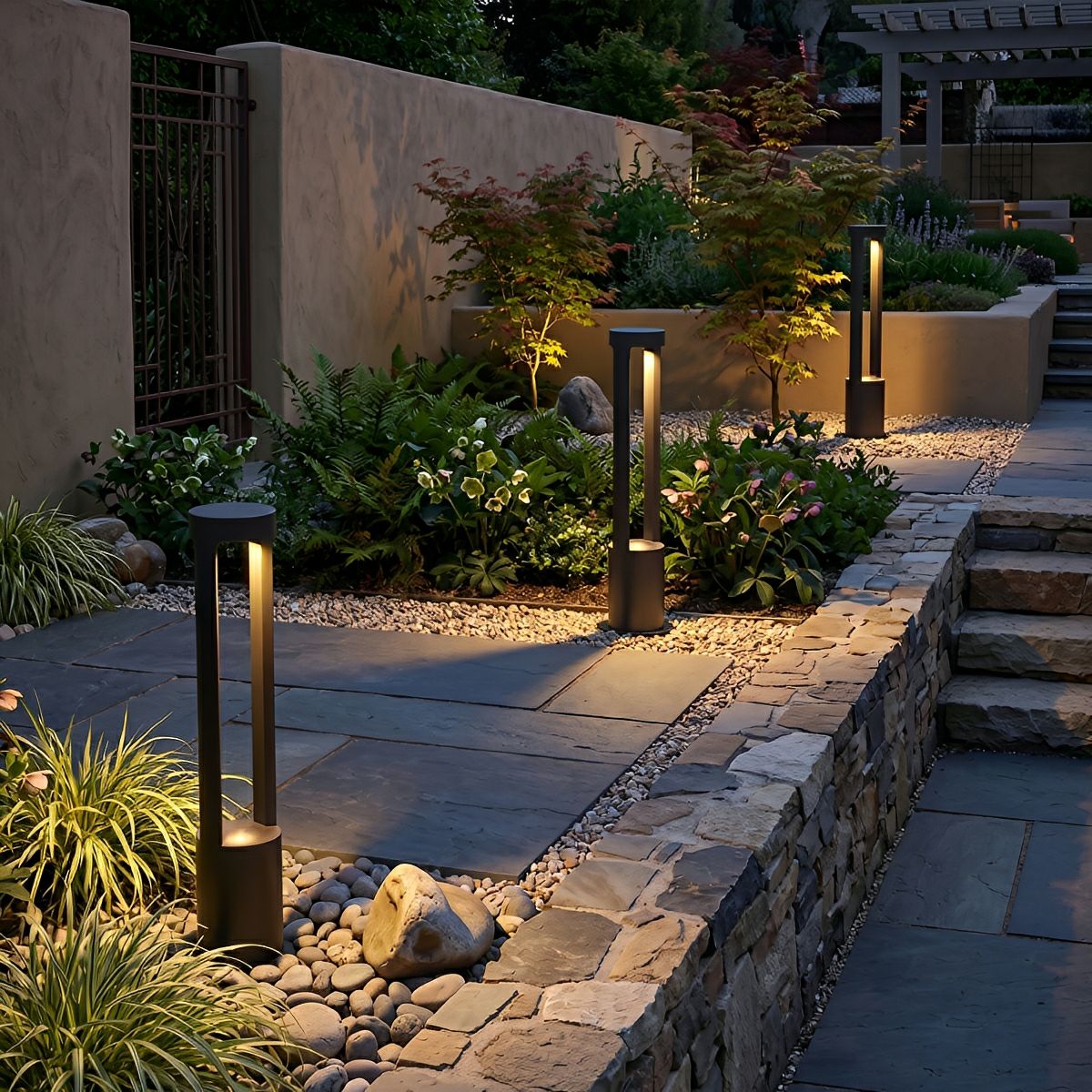 Buitenlamp Sokkellicht Aluminium Zwart IP65 Waterdicht LED 7W Warm Wit Tuin Oprit Pad Terras Tuinverlichting | Sansoti