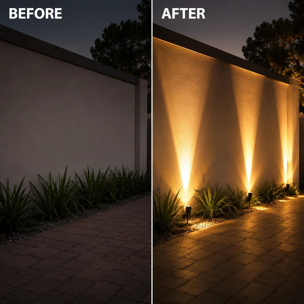 Zonne-energie Tuinspot LED Set met Verstelbare Lens IP65 Waterdicht Buitenverlichting voor Tuin Gazon Terras | Sansoti