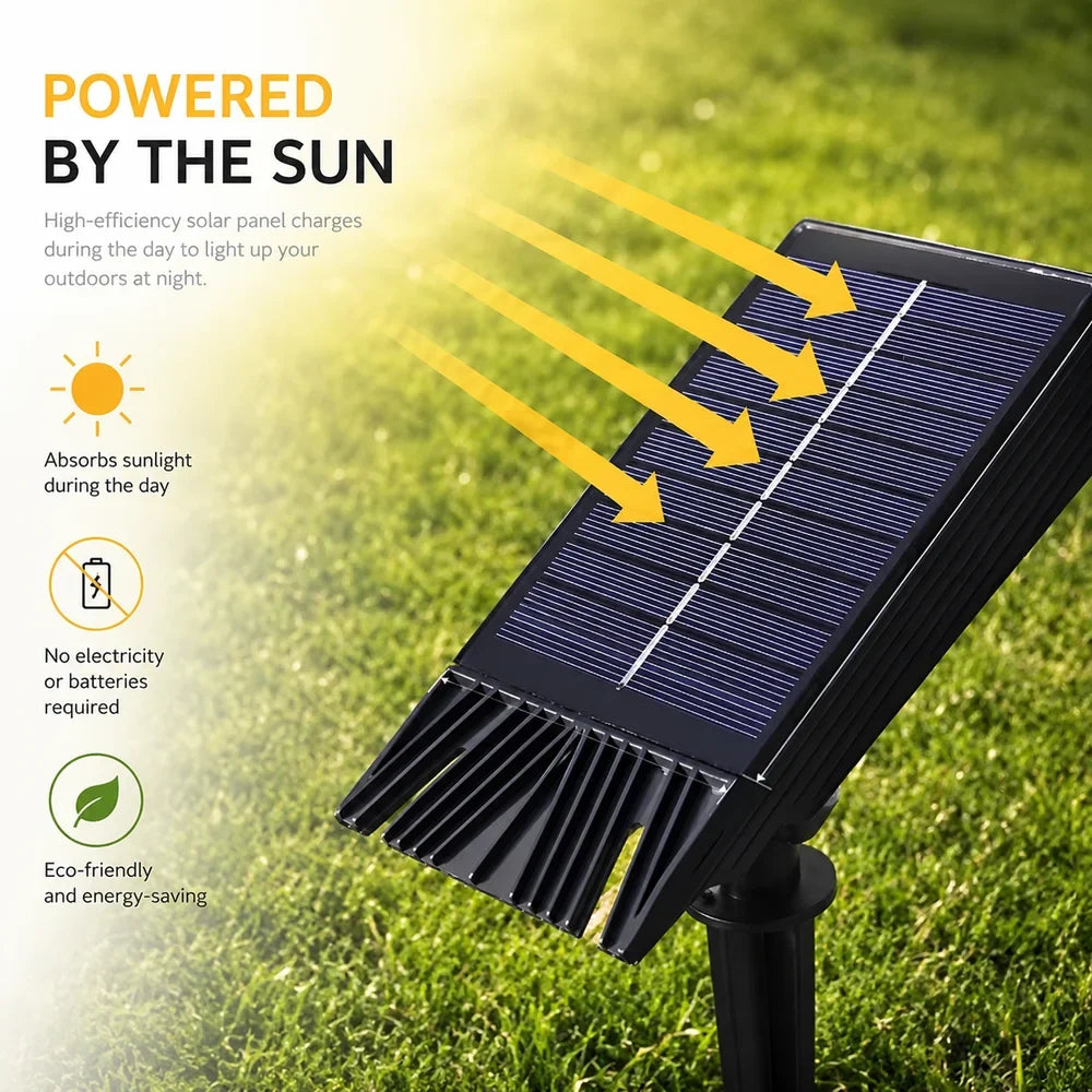 Zonne-energie Tuinspot LED Set met Verstelbare Lens IP65 Waterdicht Buitenverlichting voor Tuin Gazon Terras | Sansoti
