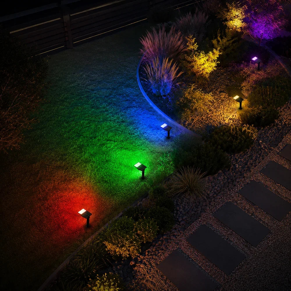 Zonne-energie Tuinspot LED Set met Verstelbare Lens IP65 Waterdicht Buitenverlichting voor Tuin Gazon Terras | Sansoti