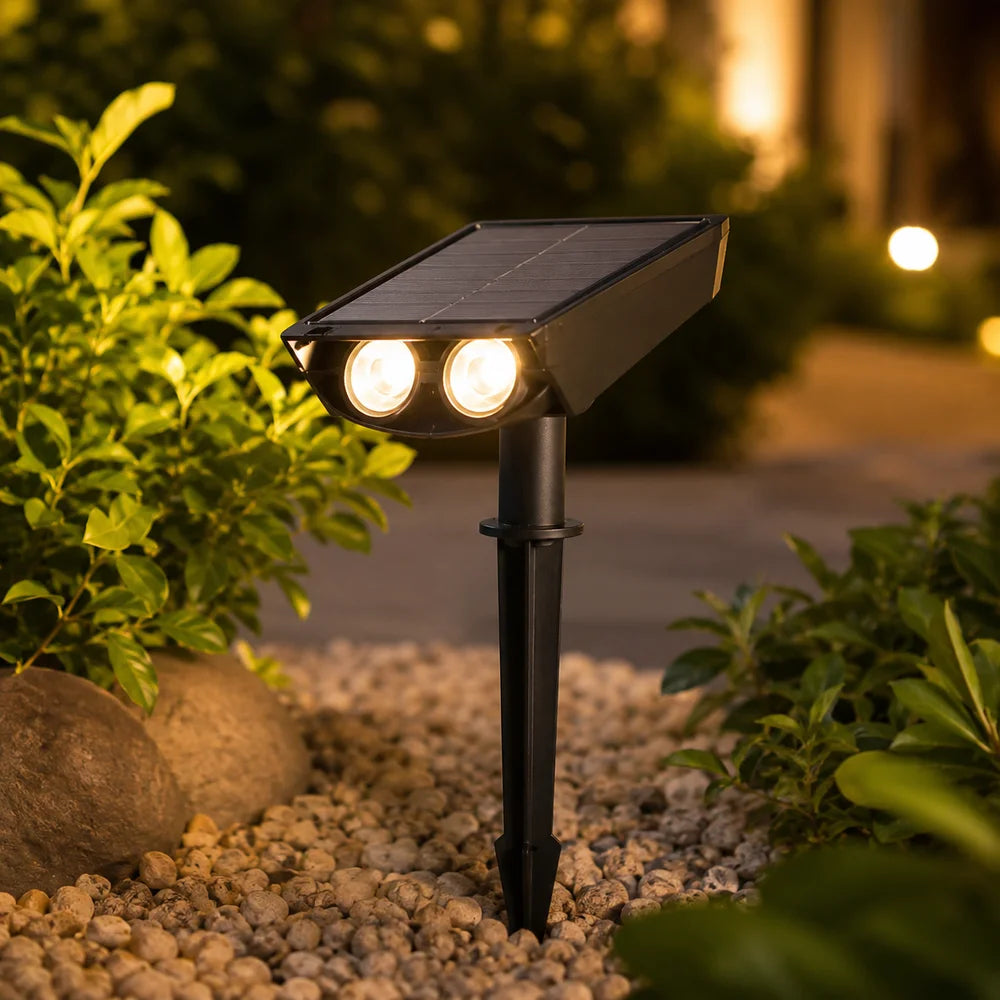 Zonne-energie Tuinspot LED Set met Verstelbare Lens IP65 Waterdicht Buitenverlichting voor Tuin Gazon Terras | Sansoti