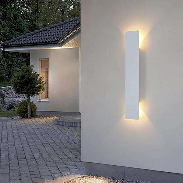 Applique murale LED en aluminium, étanche, éclairage extérieur, noire et blanche, lampe de terrasse, éclairage de façade et de jardin | Sansoti