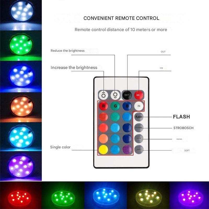 Onderwater LED Lamp IP68 Waterdicht met Afstandsbediening 16 Kleuren voor Zwembad Vijver Fontein Aquarium | Sansoti